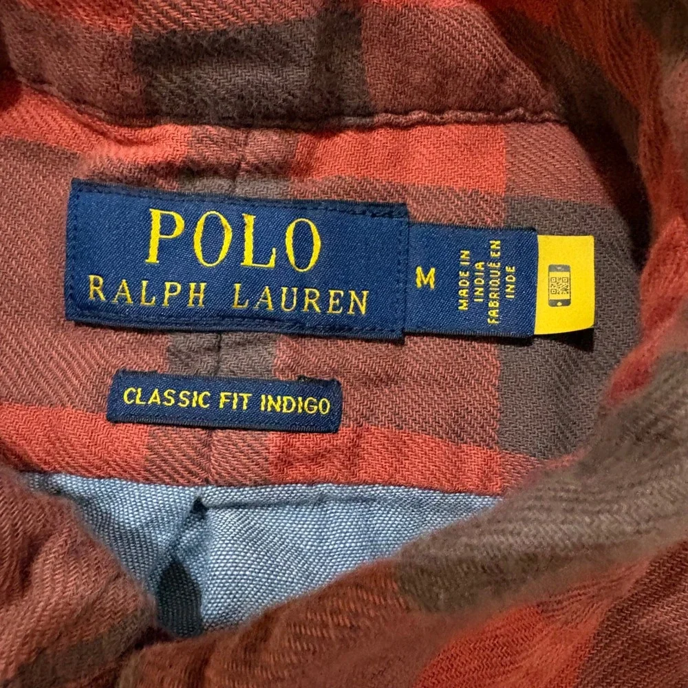 Polo Ralph Lauren Mens Classic Fit Lined Buffalo Check Soft Flannel Shirt Red M